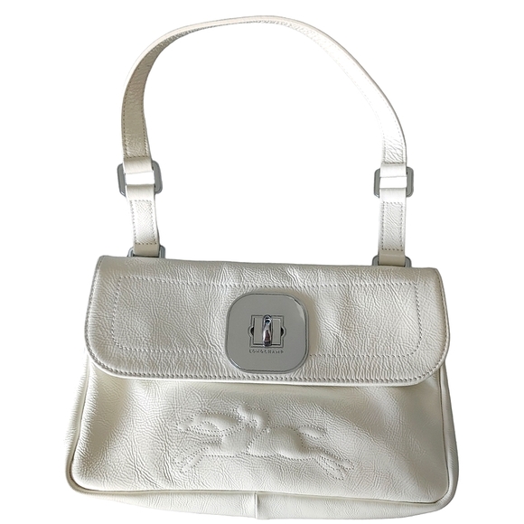 Longchamp Handbags - Longchamp White Patent Leather Shoulder Bag